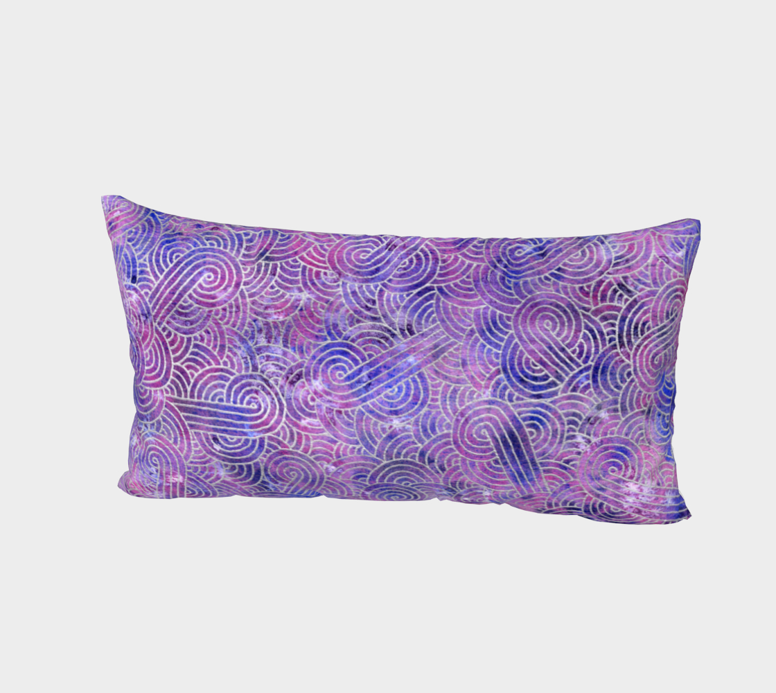 Purple and faux silver swirls doodles Bed Pillow Sham preview #2