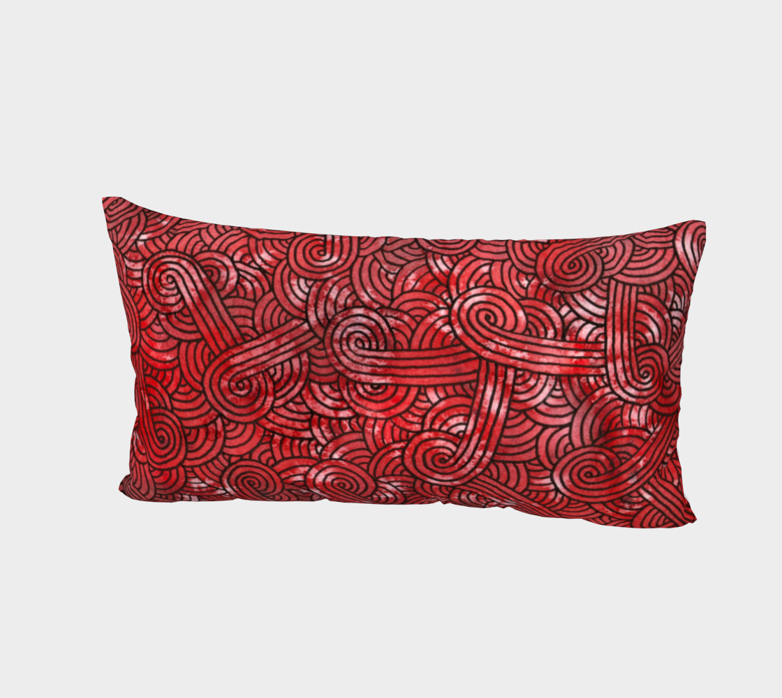 Red and black swirls doodles Bed Pillow Sham thumbnail #3