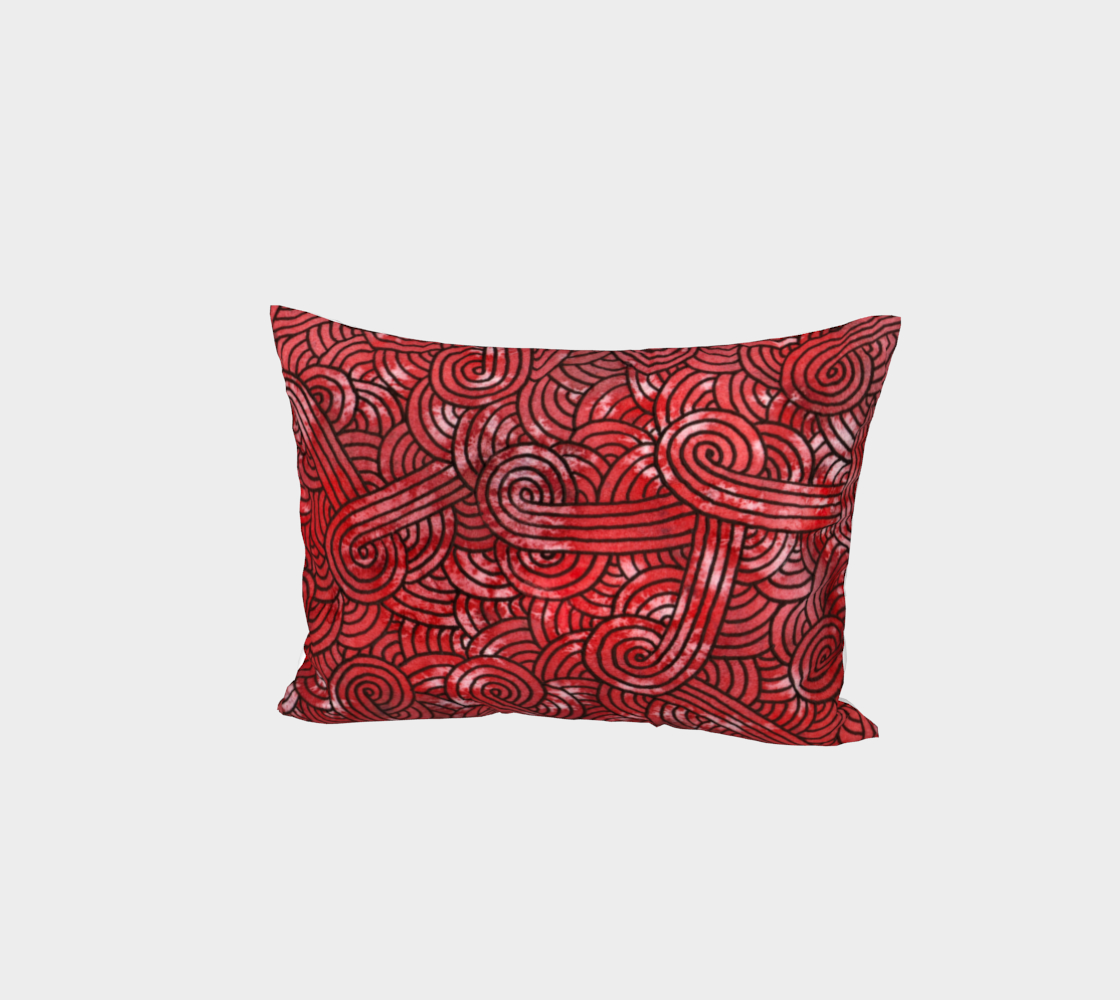 Red and black swirls doodles Bed Pillow Sham preview #1