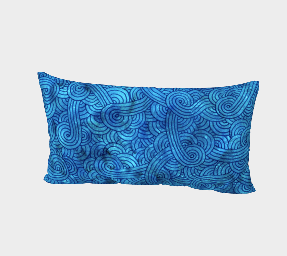 Turquoise blue swirls doodles Bed Pillow Sham preview #2