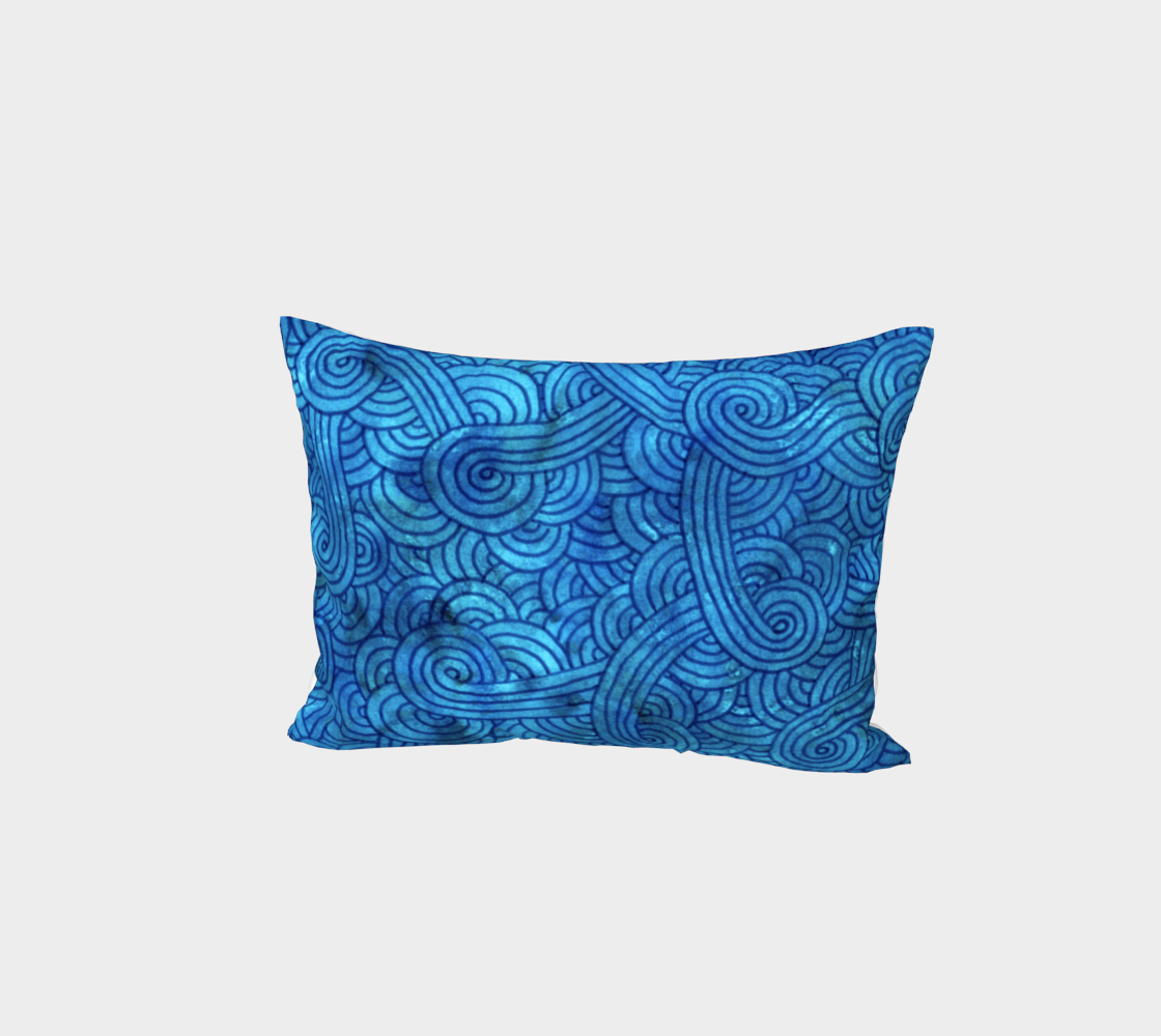 Turquoise blue swirls doodles Bed Pillow Sham preview #1
