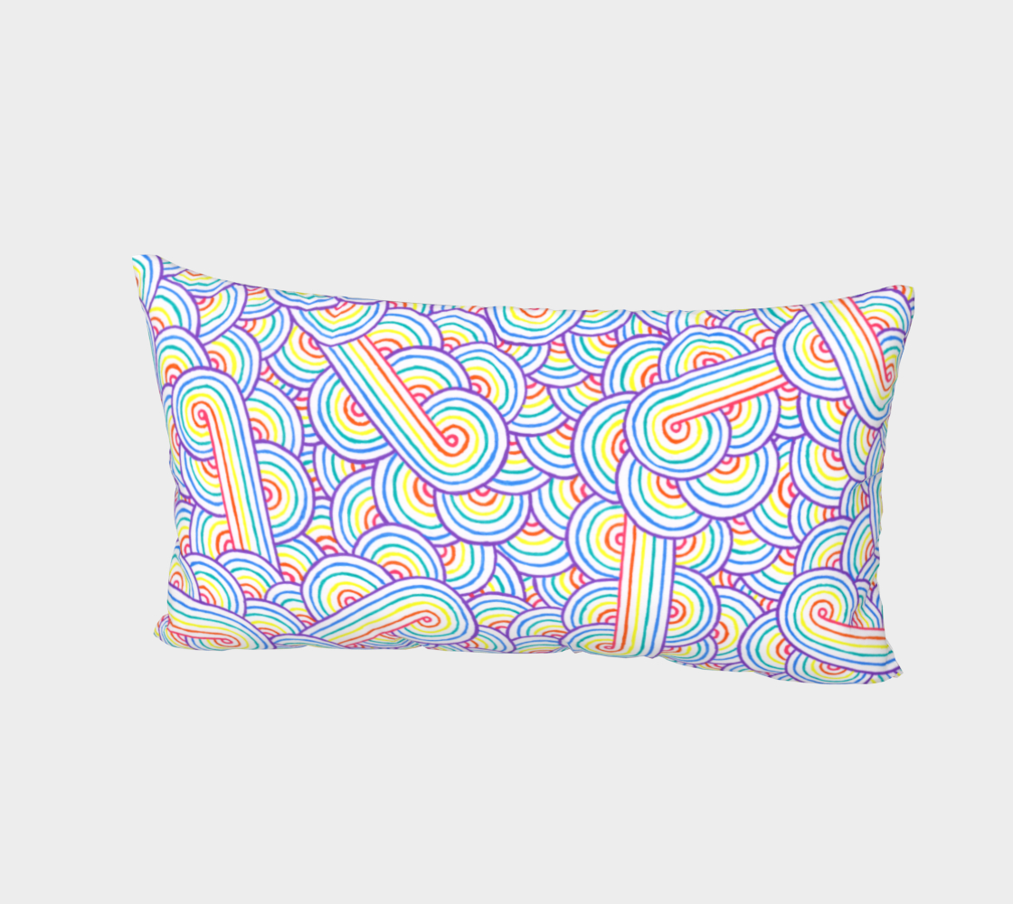 Rainbow and white swirls doodles Bed Pillow Sham 3D preview