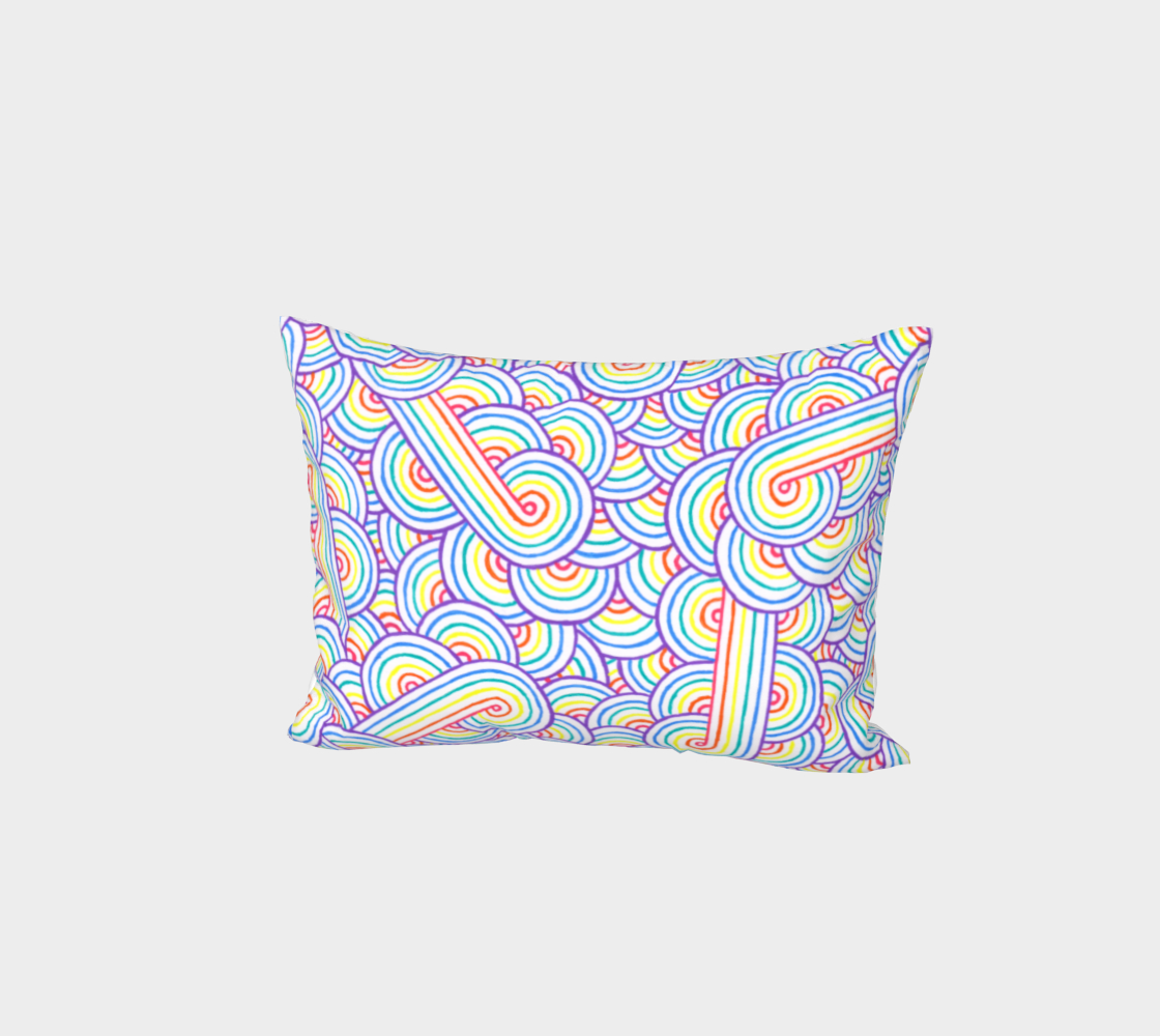 Rainbow and white swirls doodles Bed Pillow Sham preview