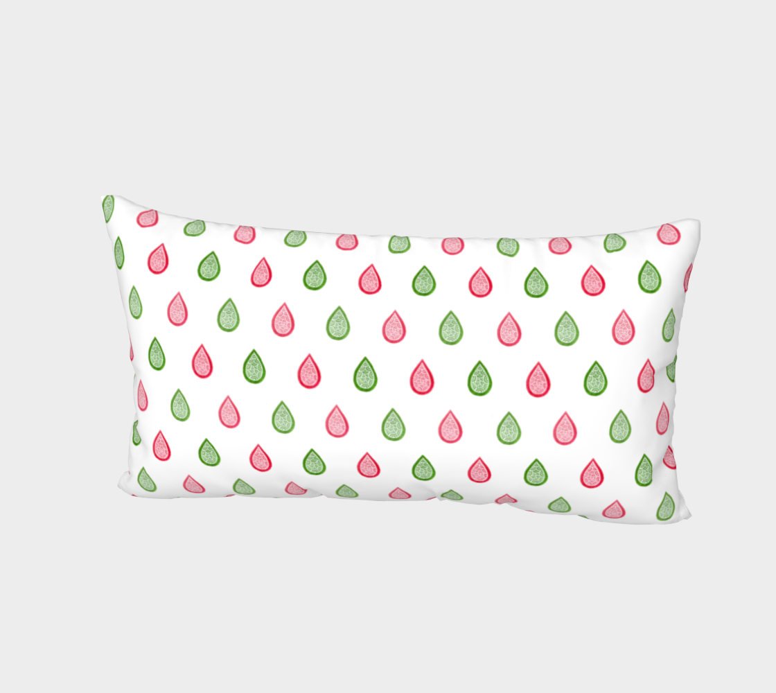 Pink and green raindrops Bed Pillow Sham preview #2
