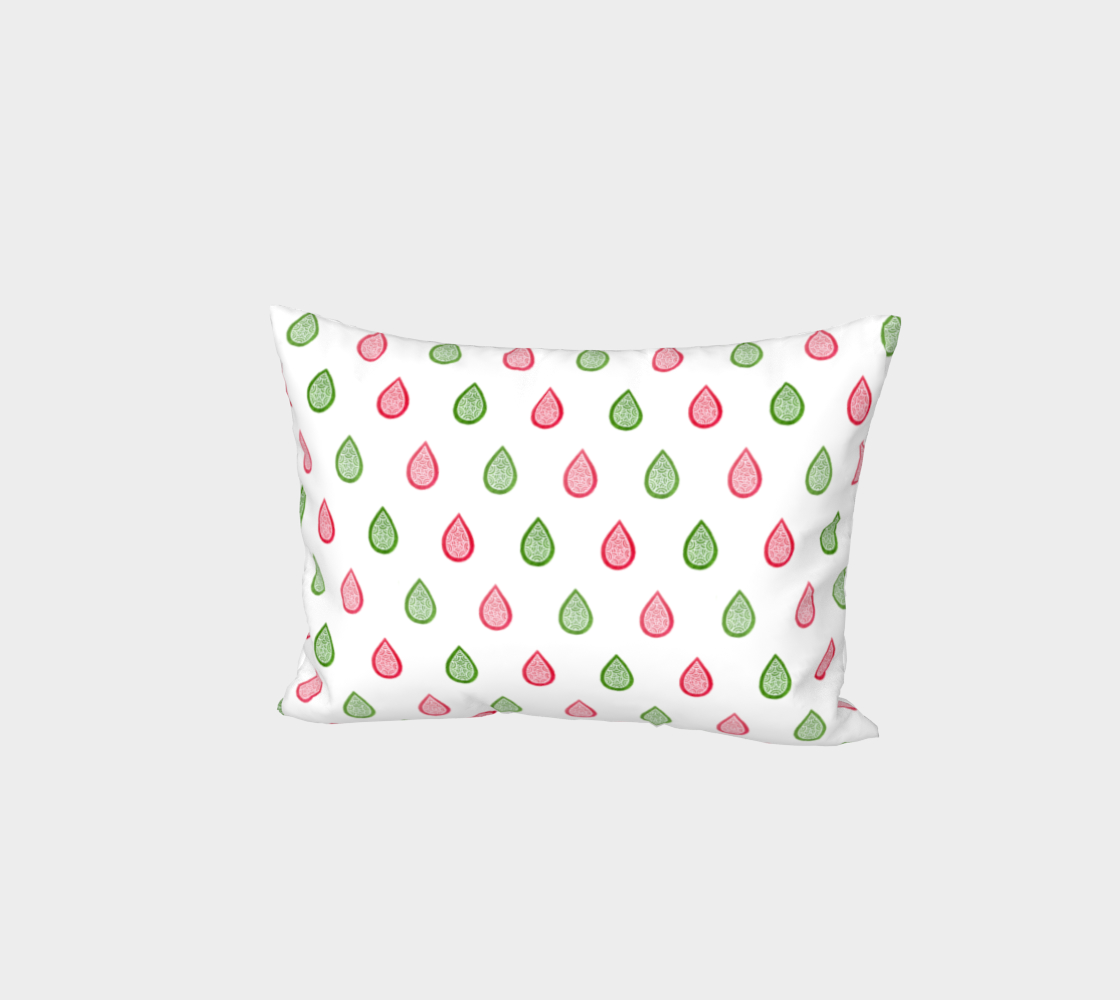 Pink and green raindrops Bed Pillow Sham preview #1