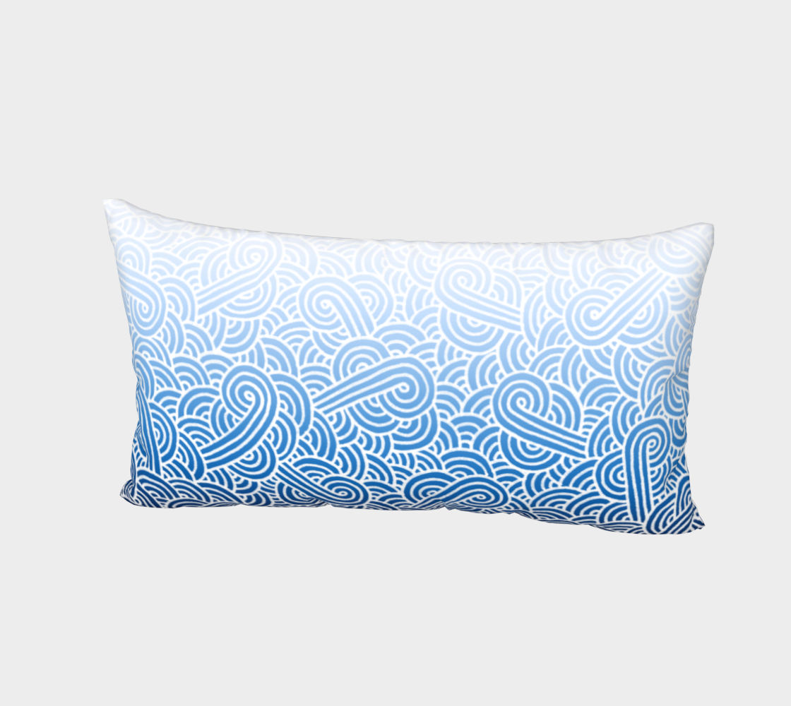 Ombré blue and white swirls doodles Bed Pillow Sham preview #2