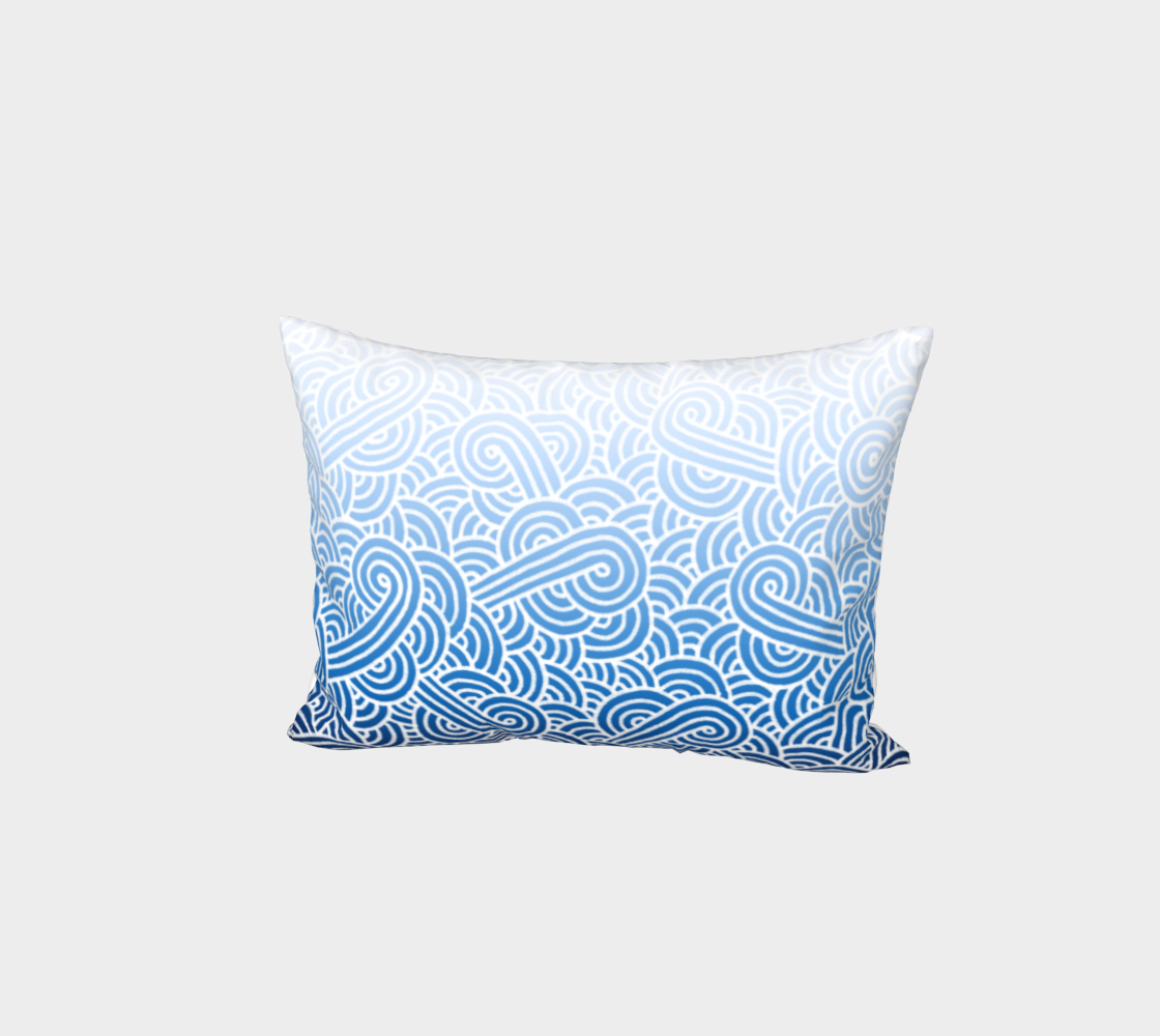 Ombré blue and white swirls doodles Bed Pillow Sham preview