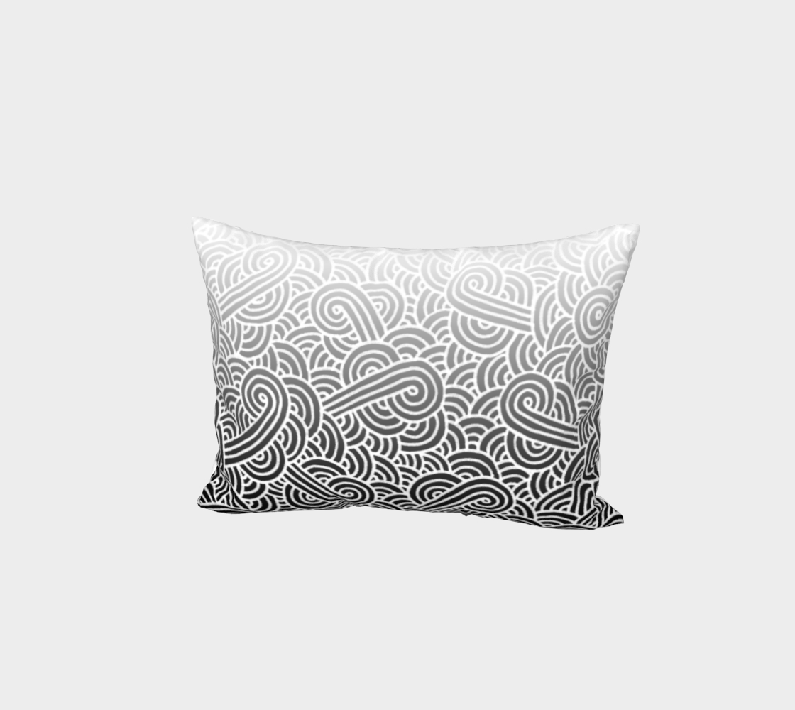 Ombré black and white swirls doodles Bed Pillow Sham preview