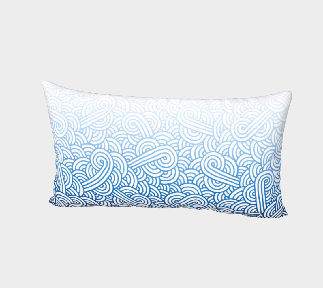 Gradient blue and white swirls doodles Bed Pillow Sham preview #2