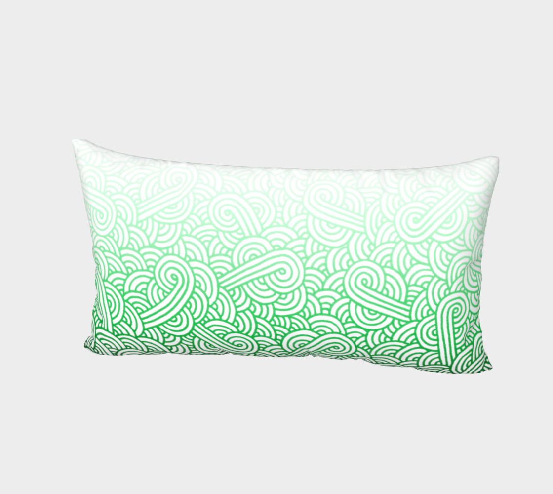 Gradient green and white swirls doodles Bed Pillow Sham preview #2