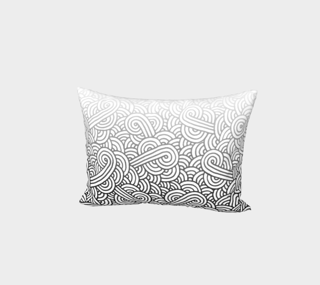 Gradient black and white swirls doodles Bed Pillow Sham preview #1