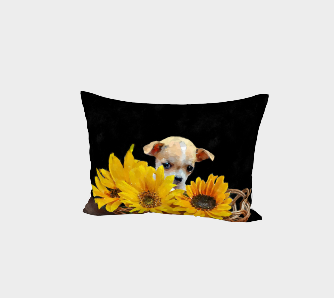 Chihuahua puppy in sunflowers pillow sham preview #1