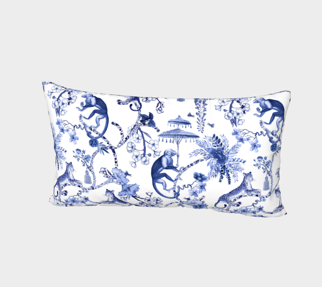 Chinoiserie Whimsy - Pillow Sham - White Back - Envelope Style Enclosure Back preview #2