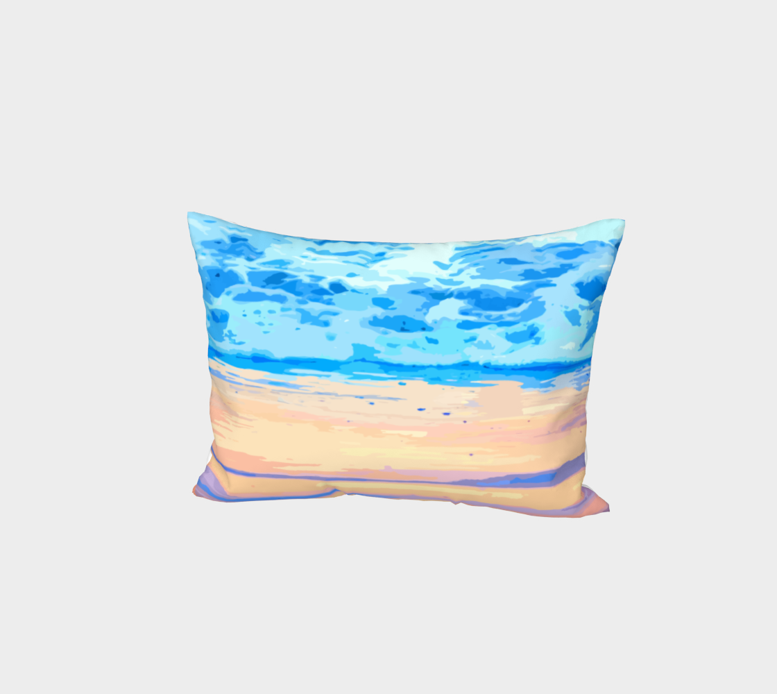 Sunset On The Shore | Beach Pastel Scenic Nature | Sea Ocean Landscape Painting Bed Pillow Sham preview