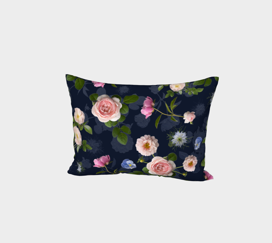 Pink and Cream Garden Roses on Navy preview