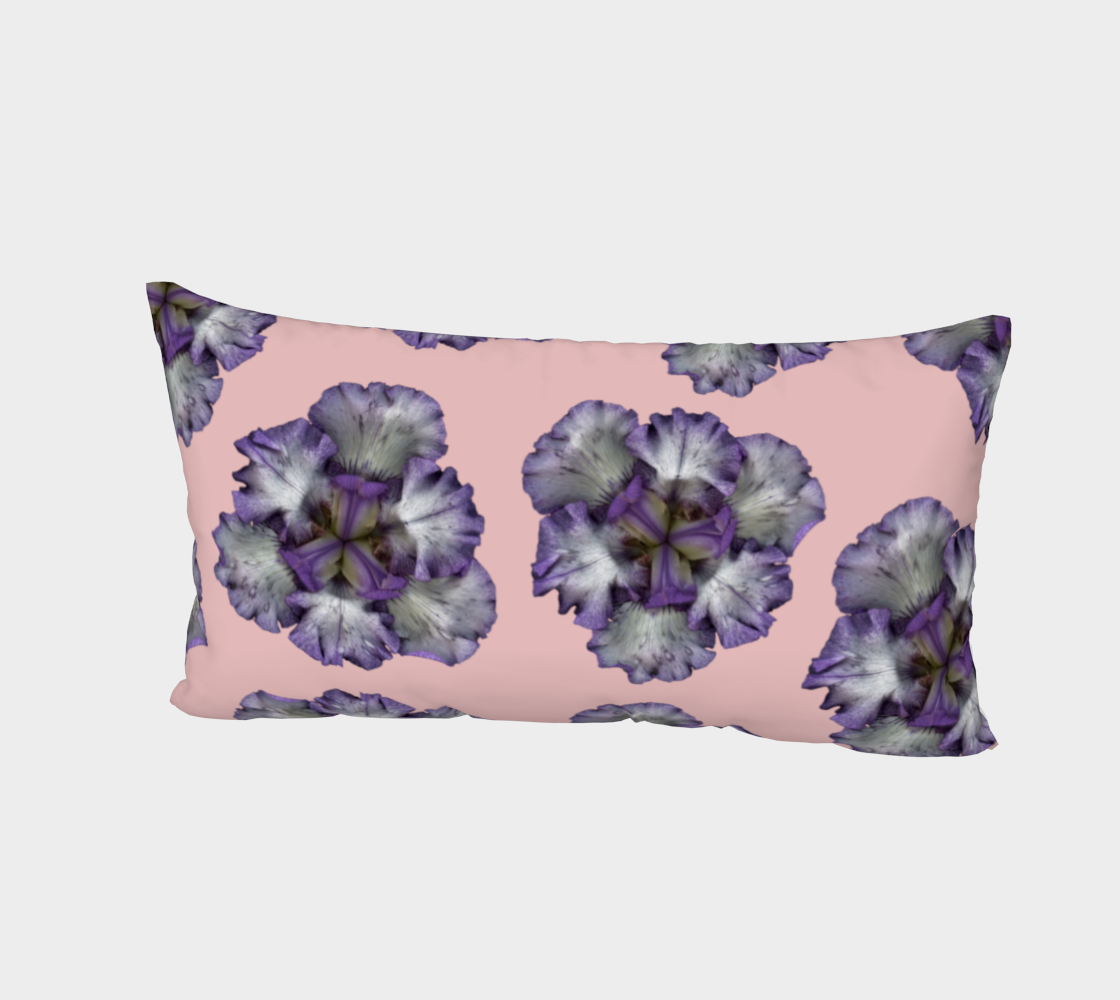 Bed Pillow Sham * Pink Purple Floral Bed Linens * King*Standard Pillow Cover Bedding * Purple Iris on Pink  3D preview
