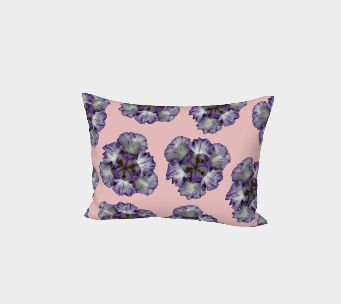 Bed Pillow Sham * Pink Purple Floral Bed Linens * King*Standard Pillow Cover Bedding * Purple Iris on Pink  thumbnail #2