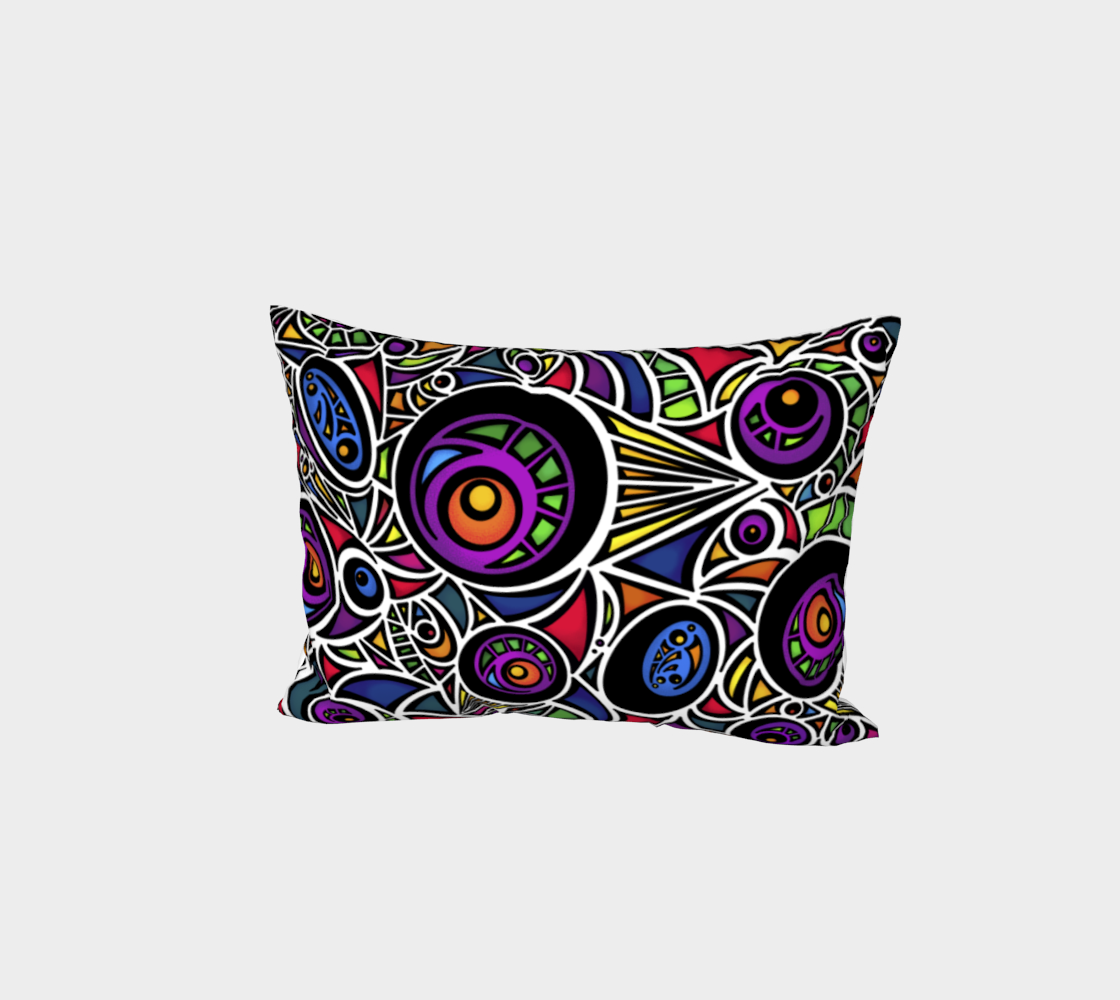 Colorful Neon Geometric Abstract with Black Lines - Bed Pillow Sham preview