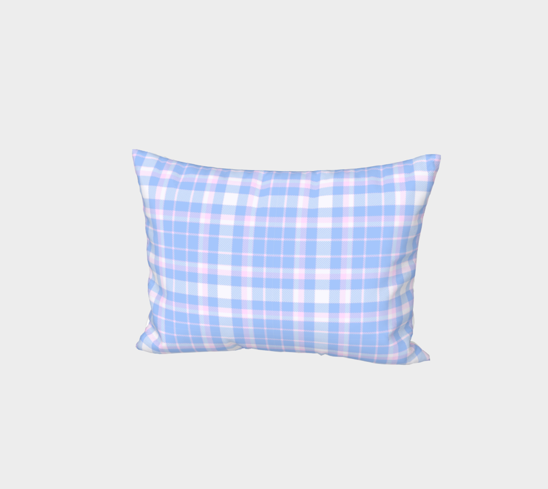 Blue & White Plaid Shams with Pink Accents preview