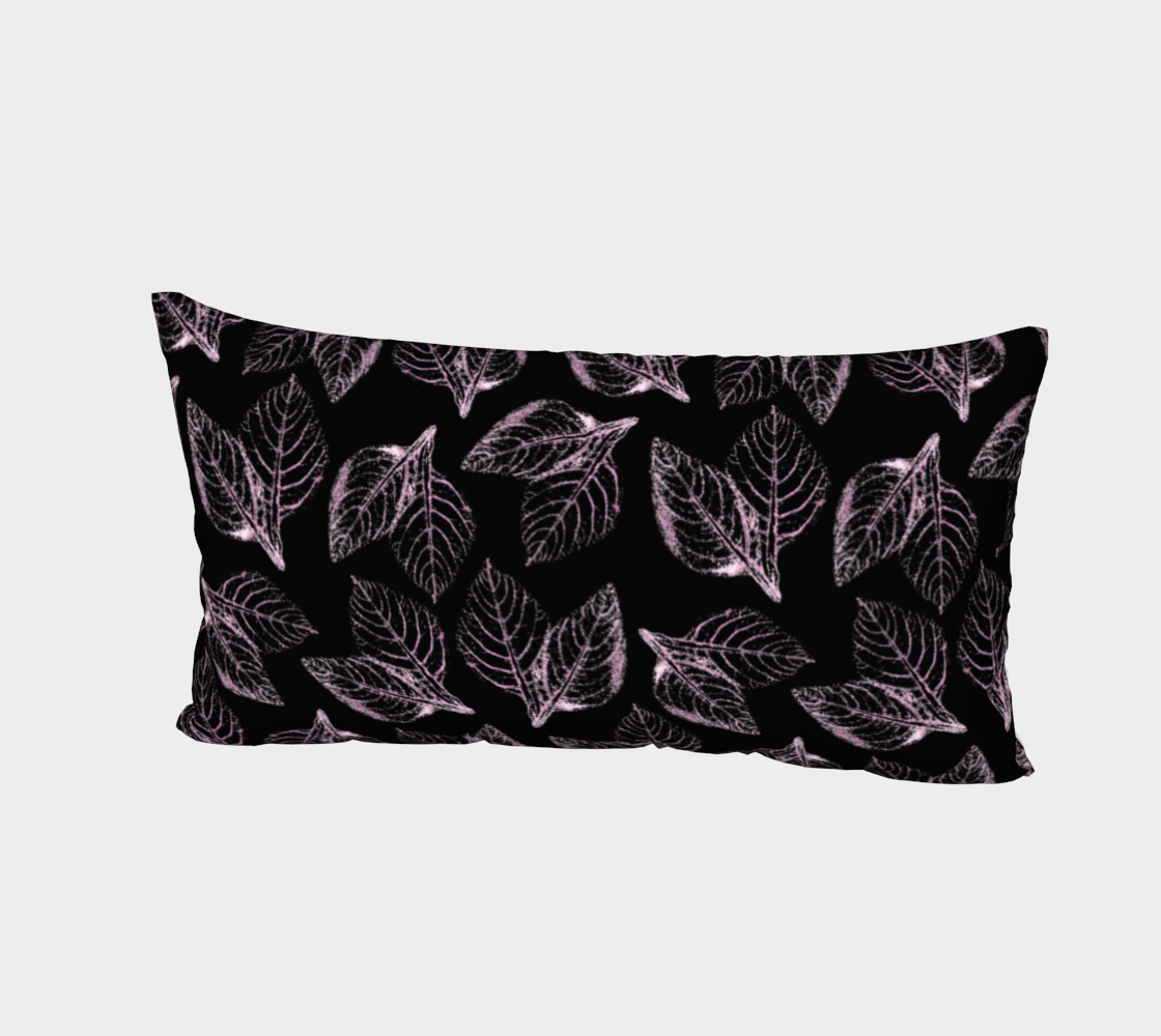 Aperçu de Bed Pillow Sham * Abstract Floral Bedding Linens * Flowered Pillow Cover * Pink Amaranth on Black Watercolor Impressions Design #2
