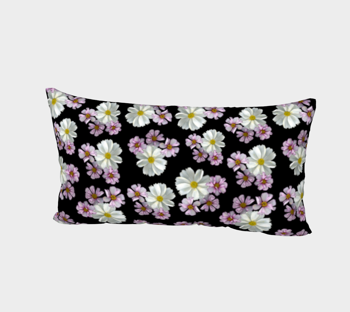 Bed Pillow Sham * Abstract Floral Bedding Linens * Flowered Pillow Cover * Pink Purple White Cosmos Blossoms Miniature #3