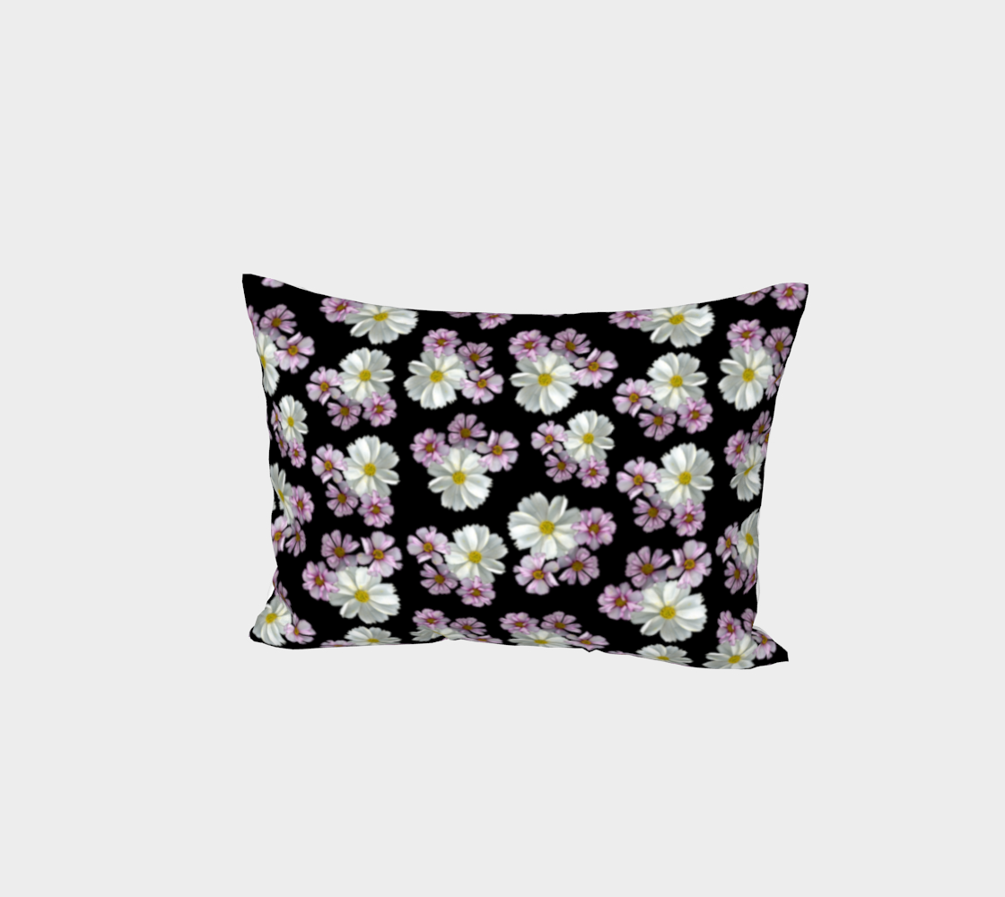 Bed Pillow Sham * Abstract Floral Bedding Linens * Flowered Pillow Cover * Pink Purple White Cosmos Blossoms preview