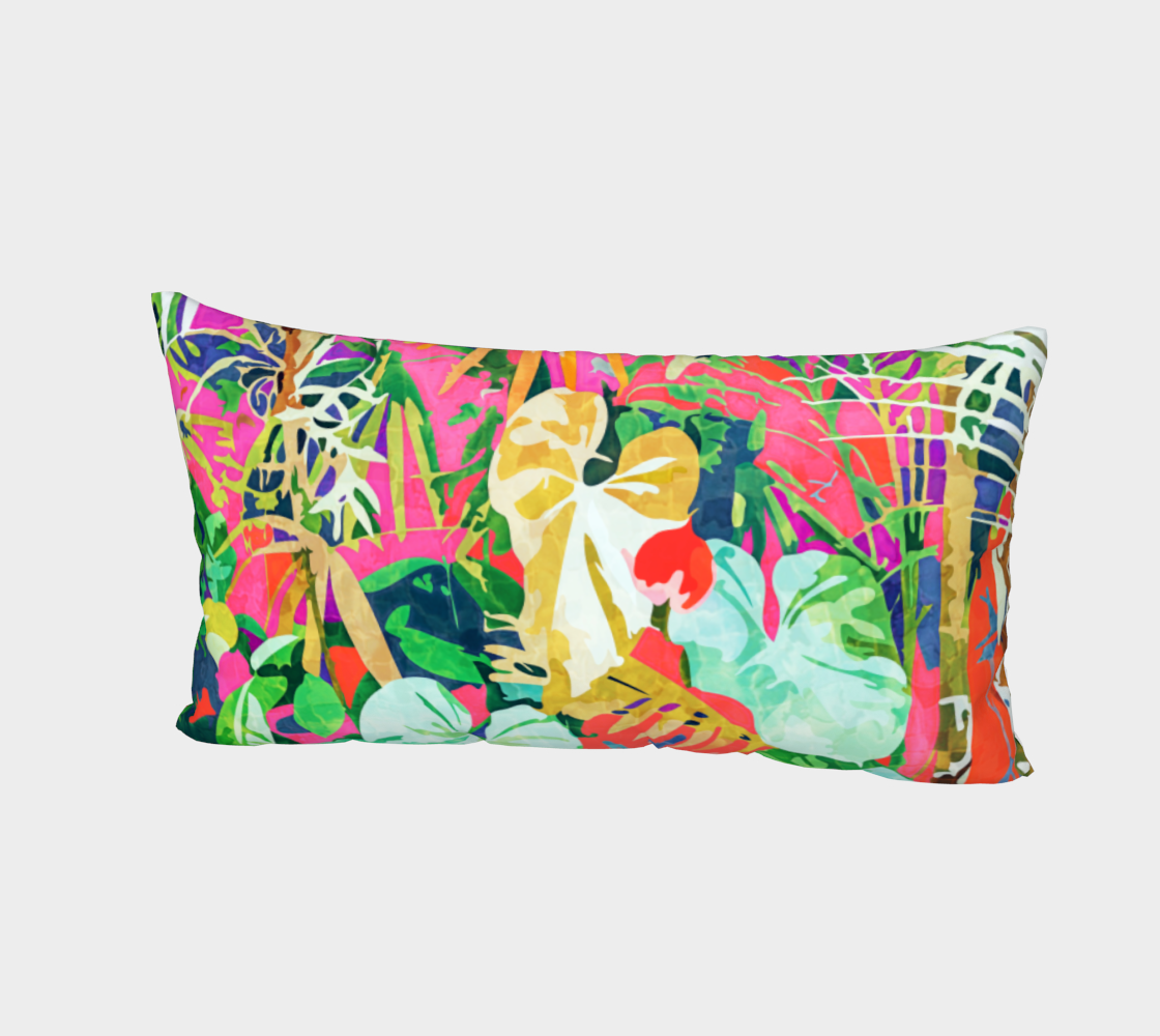 Find Me Where The Tropical Things Are | Jungle Botanical Palm Colorful Painting Bed Pillow Sham preview #2