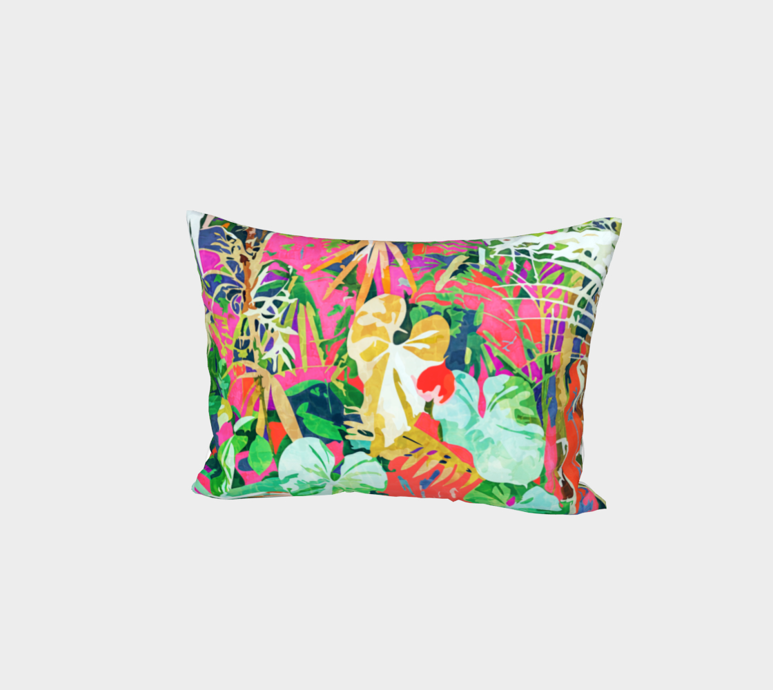 Find Me Where The Tropical Things Are | Jungle Botanical Palm Colorful Painting Bed Pillow Sham preview #1