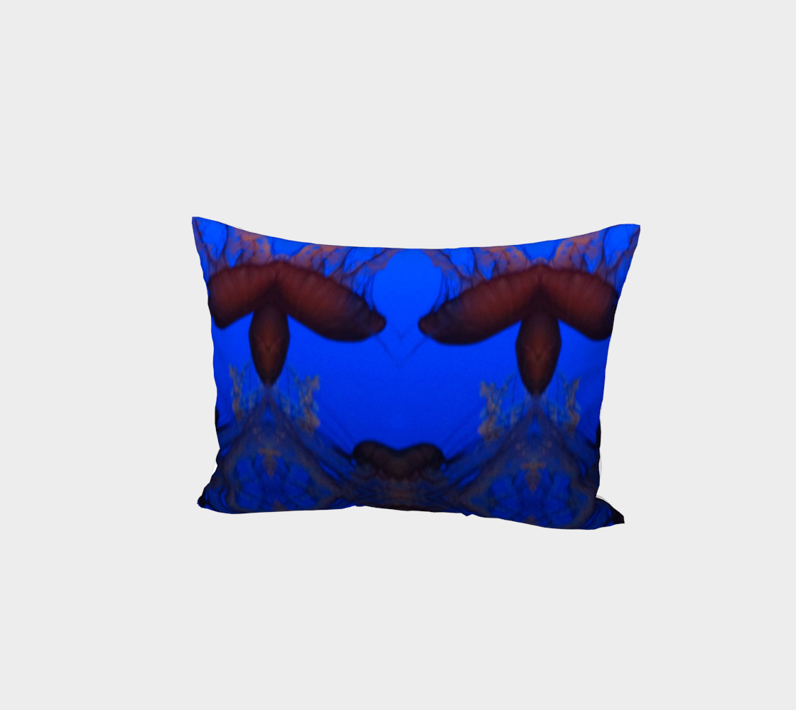Blue Sea Red Jellyfish pillow sham preview