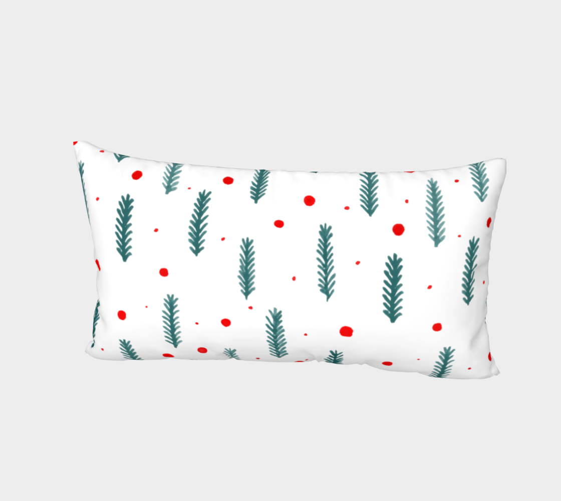 Teal Christmas branches and berries pillow sham preview #2