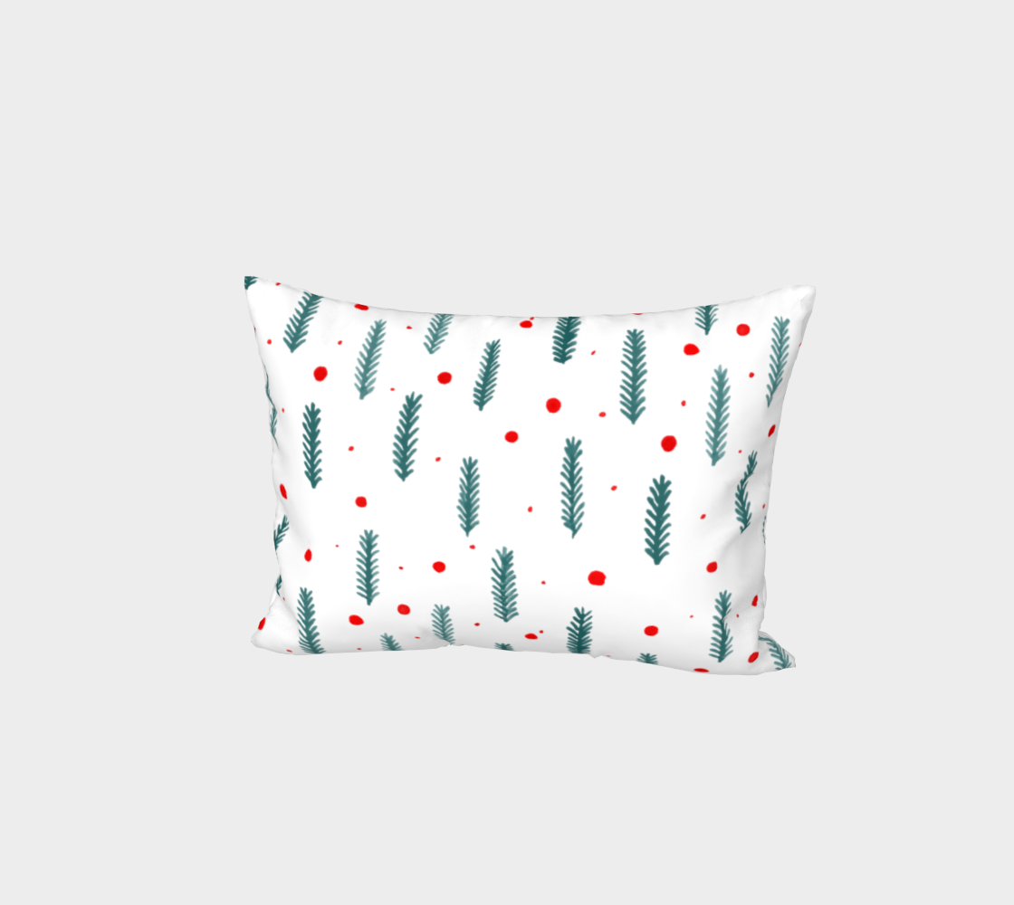 Teal Christmas branches and berries pillow sham preview