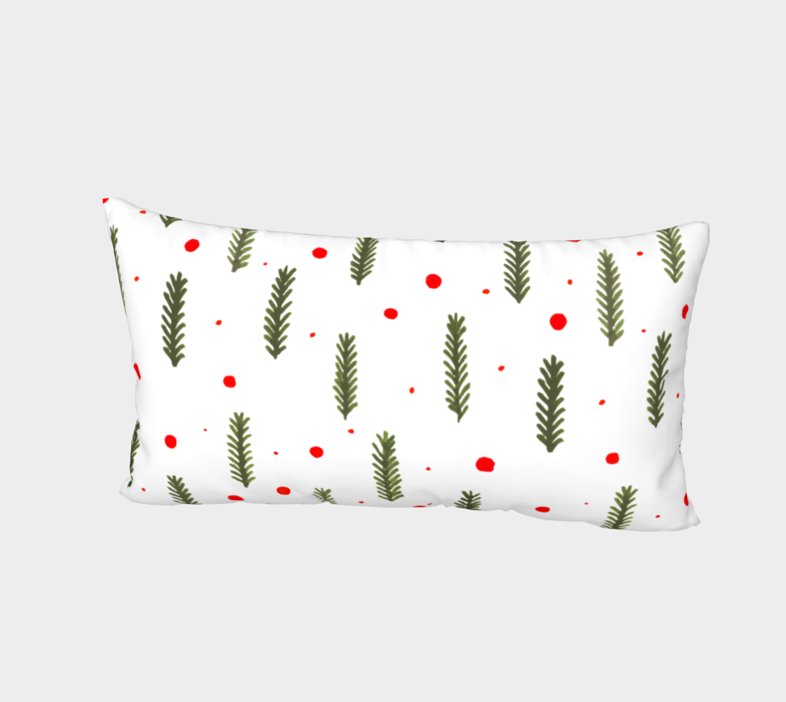 Olive green Christmas branches and berries pillow sham thumbnail #3