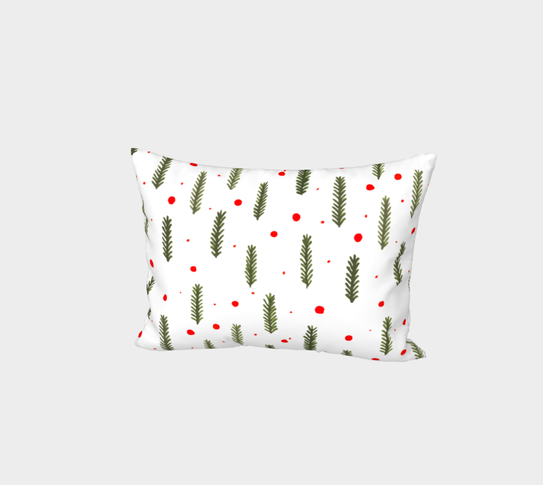 Olive green Christmas branches and berries pillow sham preview