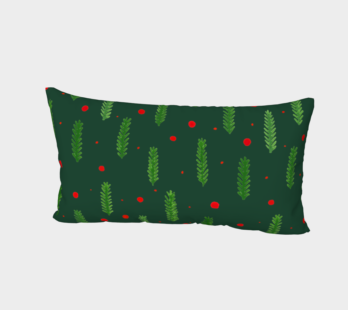 Green Christmas branches and berries pillow sham preview #2