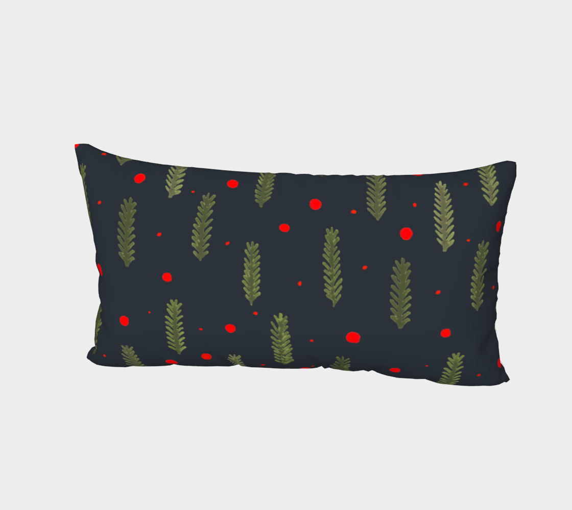 Christmas branches and dots - dark blue pillow sham preview #2