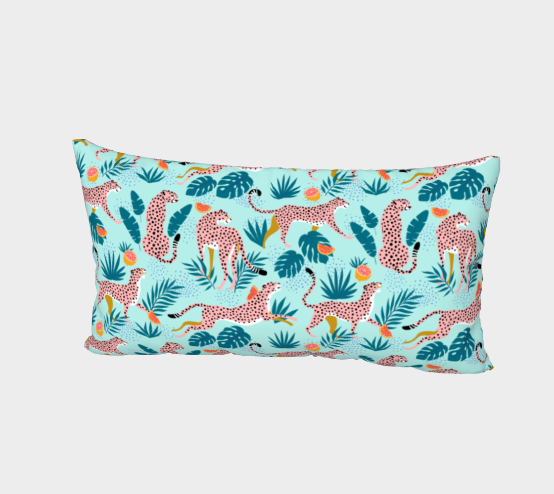 Cheetahs In The Grapefruit Grove, Tropical Jungle bohemian Wildlife, Tiger Wild Cat Nature Forest Bed Pillow Sham 3D preview