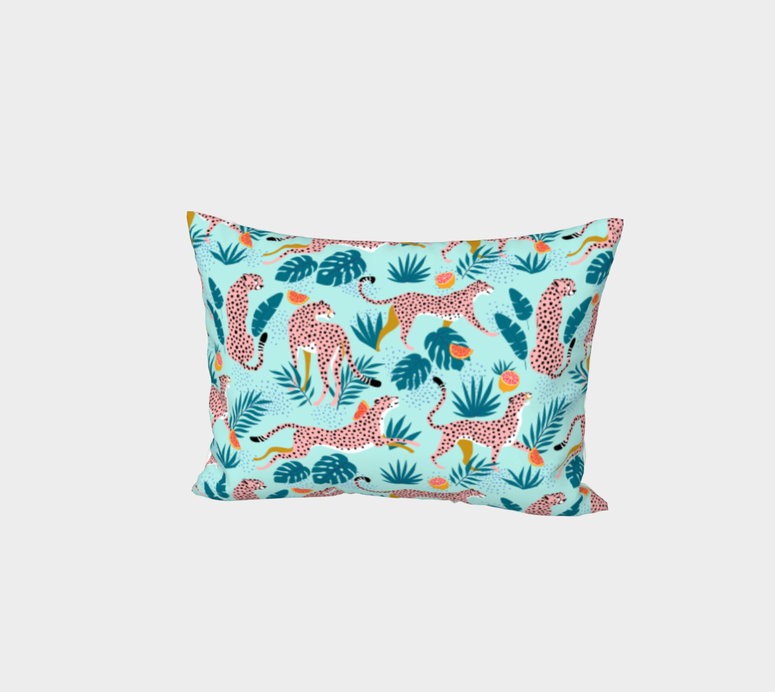 Cheetahs In The Grapefruit Grove, Tropical Jungle bohemian Wildlife, Tiger Wild Cat Nature Forest Bed Pillow Sham 3D preview