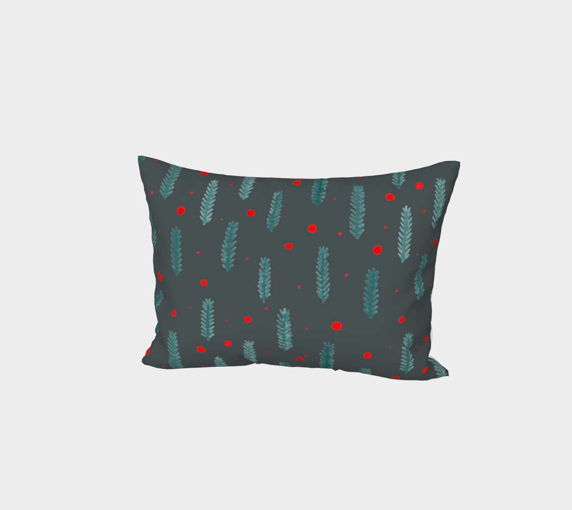 Christmas branches and dots - teal pillow sham preview