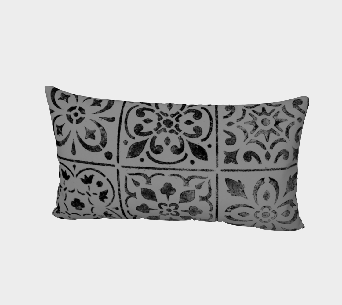 Bed Pillow Sham * Abstract Geometric Moroccan Tile Design Pillowcase * Gray Black Bed Linens preview #2