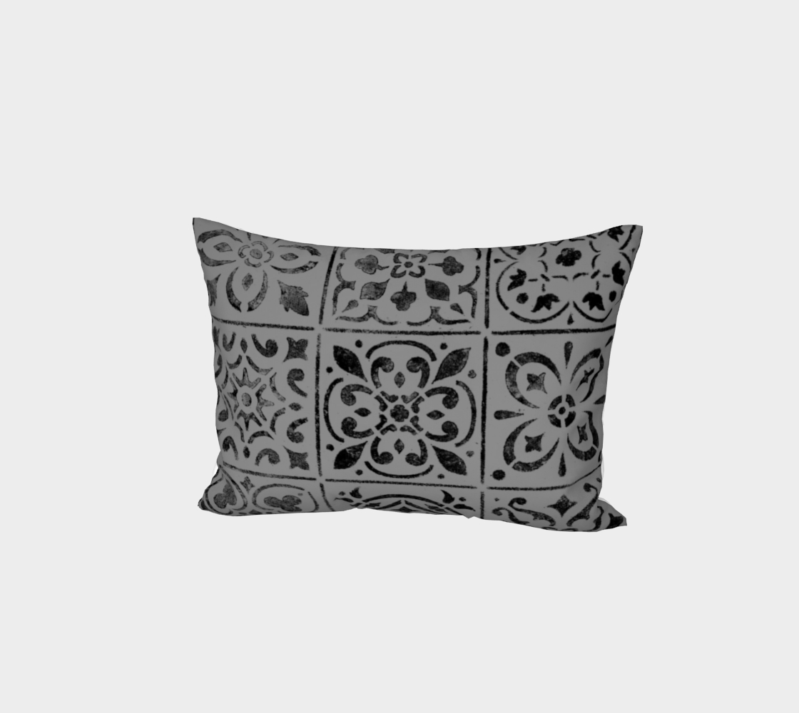 Bed Pillow Sham * Abstract Geometric Moroccan Tile Design Pillowcase * Gray Black Bed Linens preview #1