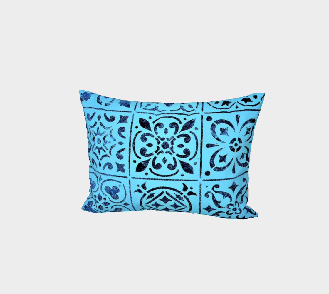 Aperçu de Bed Pillow Sham * Blue Moroccan Tile Print * Geometric Abstract Pillow Cover King*Standard Bed Linens