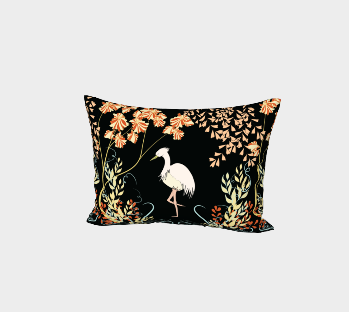 Heron Pillow sham cover, Art Nouveau, bird, Crane preview