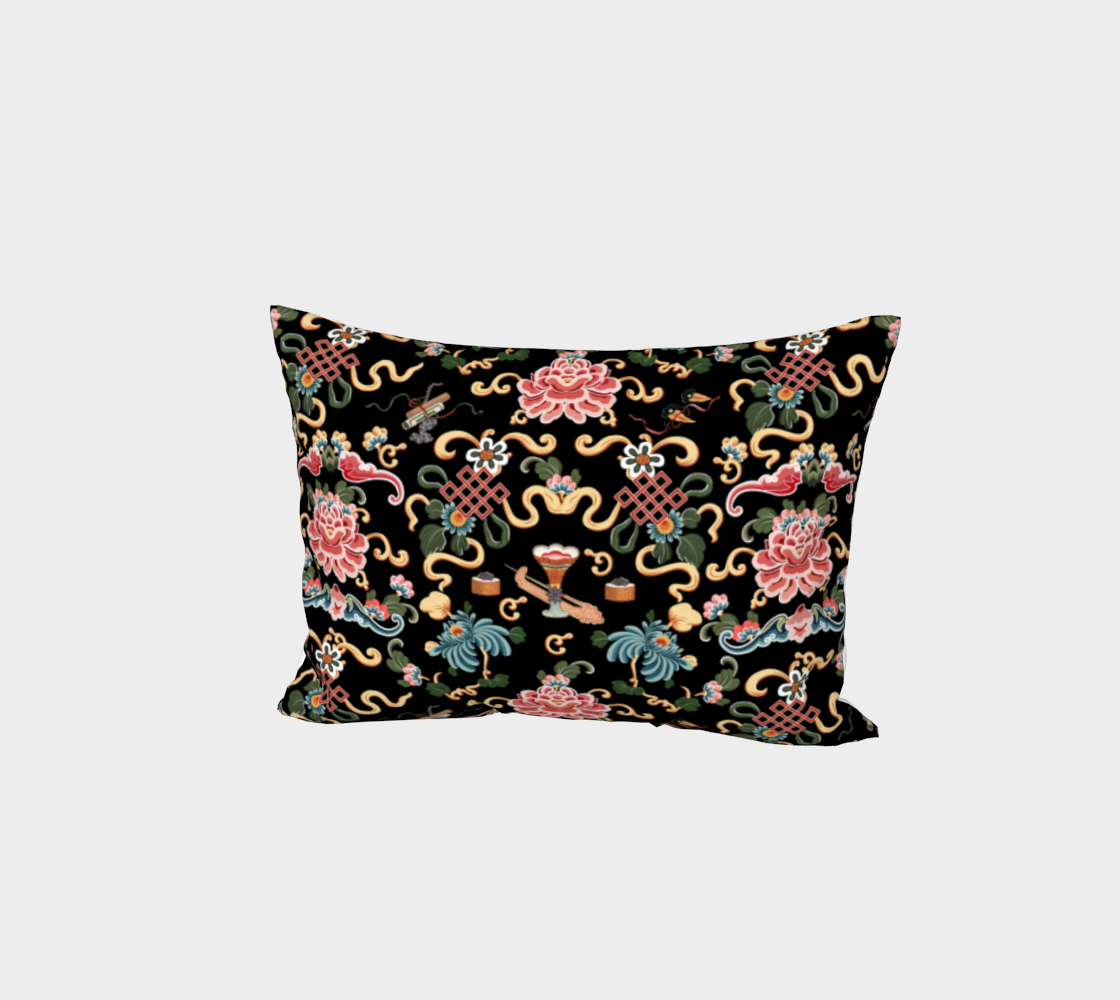 Pillow Sham "Chinoiserie Joie de Chinois" on Black preview