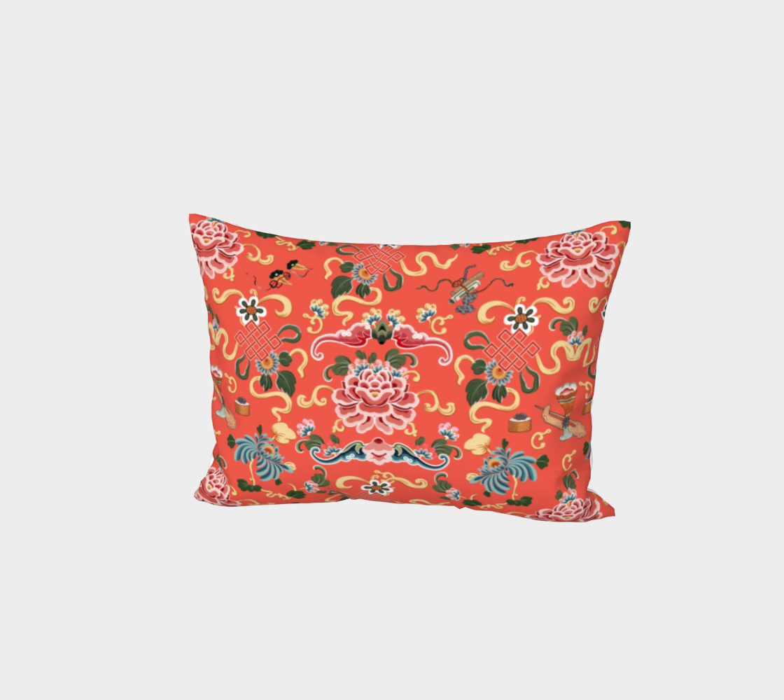Pillow Sham "Chinoiserie Joie de Chinois" on Red preview