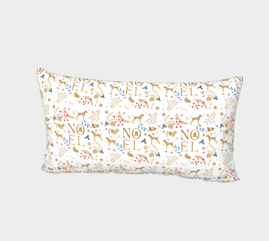 Aperçu de Noël Golden Weimaraners on white standard pillow sham #2
