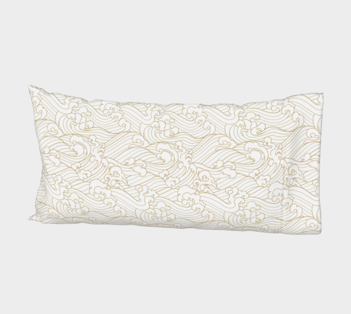 Golden Waves in White Bed Pillow Sleeve 3D preview