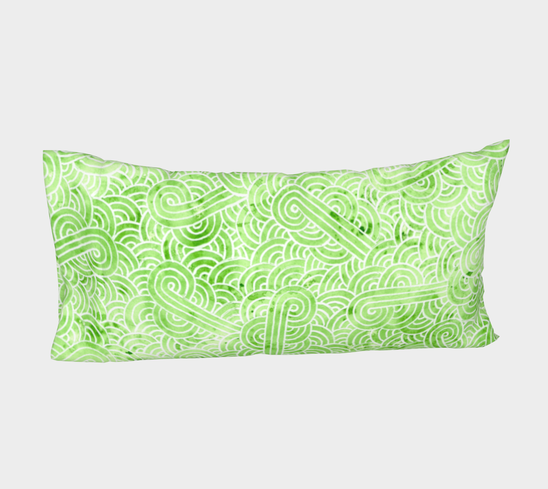 Aperçu de Greenery and white swirls doodles Bed Pillow Sleeve #4
