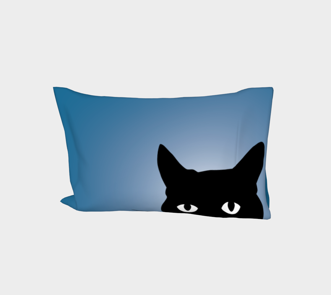 Aperçu de Black Cat on Blue - Bed Pillow Sleeve