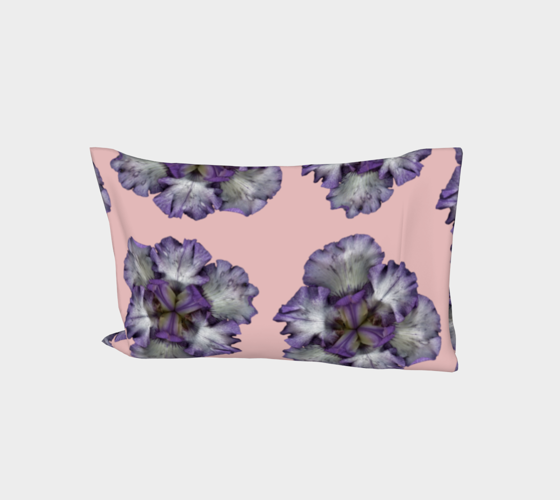 Bed Pillow Sleeve * Pink Purple Floral Bedding Linens Pillowcase * Purple Iris on Pink aperçu