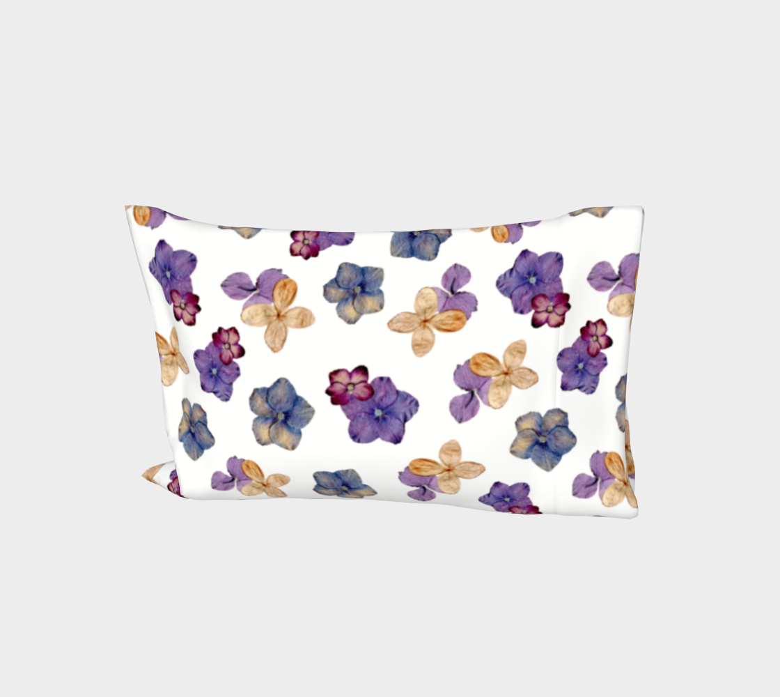 Bed Pillow Sleeve * Abstract Floral Bed Linens * Pink Purple Yellow Flower Petals * Raining Hydrangeas Design aperçu